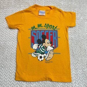 Vintage Allison Single Stitch Mickey Mouse Sports Tee Shirt Kids Small | Rare